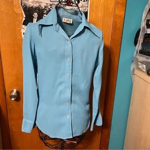 College town vintage blue button down shirt has a spot size 11 12